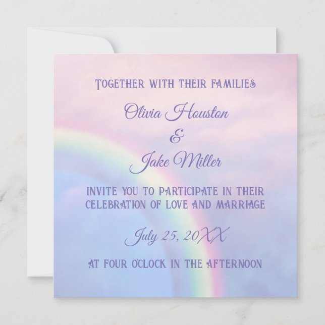 Convites Arco-íris de esperança - pastel, (Frente)