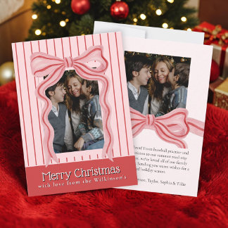 Convites Arco-íris de Natal Foto em Faixas Rosa com Aquarel