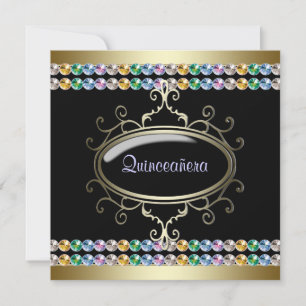 Convites Arco-íris de Ouro Preto Quinceanera