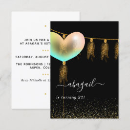 Convites Arco-íris e Festa de aniversário Dourada e Preta