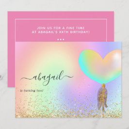 Convites Arco-íris e Festa de aniversário Dourada e rosa