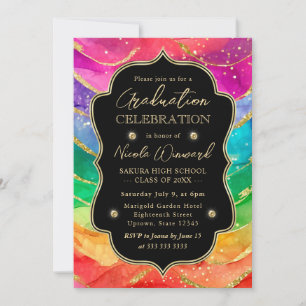 Convites Arco-íris e Glitter Dourado Tinta Alcoólica para F