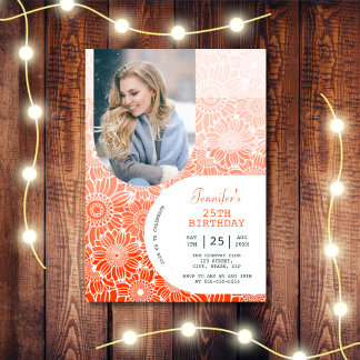 Convites Arco-Íris Floral Laranja Stripes Arch Foto Anivers
