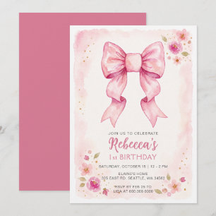 Convites Arco Íris Floral Rosa Coquette Aniversário