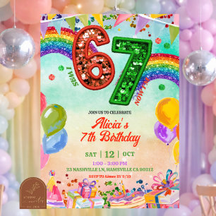 Convites Arco-íris Lantejoulas Brilho 67 Aniversário St Pat