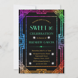 Convites Arco-Íris-Largura Deco Vintage Frame Sweet 16