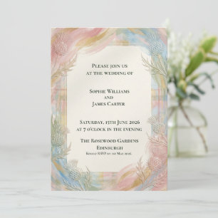 Convites Arco-íris Pastel Cardo Floral Tartan Casamento Esc