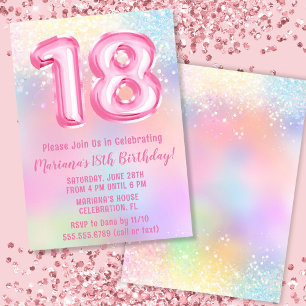 Convites Arco-íris Rosa Aniversário de 18 Anos