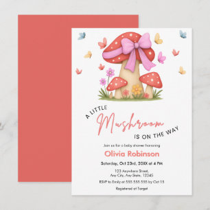 Convites Arco Íris Rosa Floral Um Cogumelo Chave de Bebê