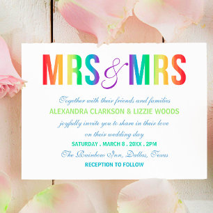 Convites Arco-íris Sra & Sra   Casamento Lésbico