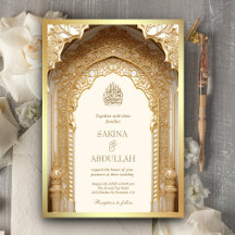Arco Islâmico Real Creme Dourado Casamento Muçulma