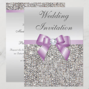 Convites Arco Lilac de Sequências Faux Silver de Casamento