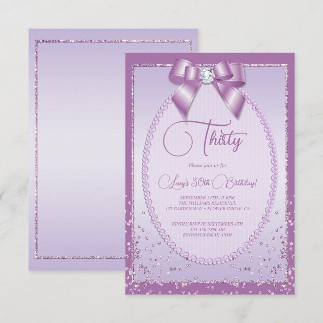 Convites Arco Lilac Jewel e Confetti Aniversário (Frente/Verso)