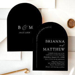 Convites Arco Moderno Casamento Minimalista Preto e Branco