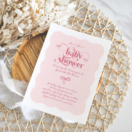 Convites Arco  Moderno Mínimo Chá de fraldas de Garota Rosa