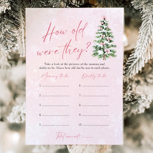 Convites Arco Natal Quantos Anos Tinham O Chá de fraldas De (Pink Bow Christmas How Old Were They Game Baby Shower  Game)