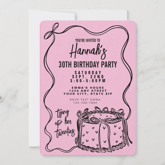 Convites Arco Negra Amarrando A aniversário de 30 anos Dos  (Frente)