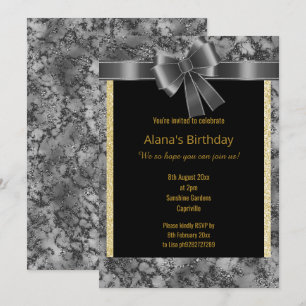 CONVITES ARCO NEGRO DOURADO DO ELEGANTE MARBLE GLITTER