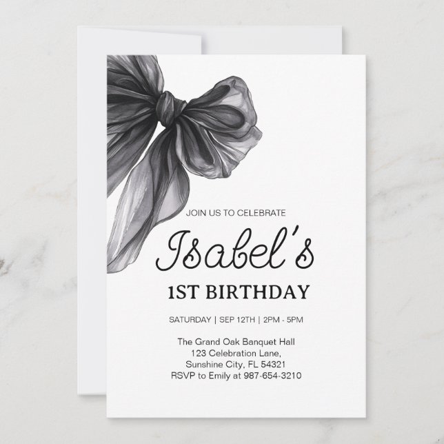 Convites arco negro Primeiro aniversário,Nascimento de Suns (Frente)