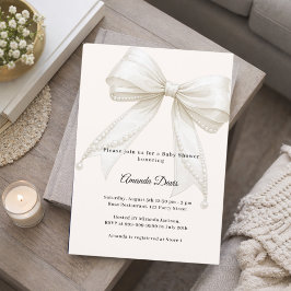 Convites Arco neutro pérolas de marfim luxuoso Baby Shower