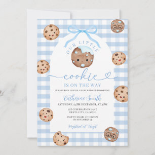 Convites Arco Nosso Pequeno Chá de fraldas Azul Gingham