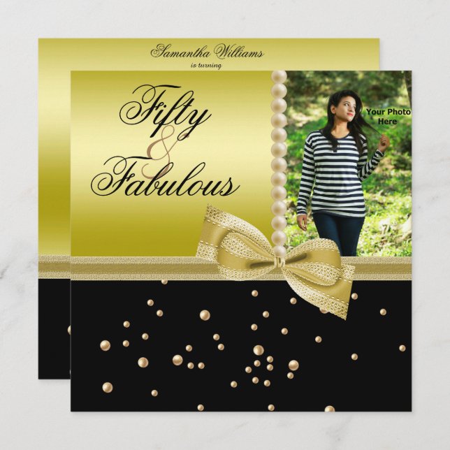 Convites Arco Pearls & Faux Fabuloso 50 Foto Mulheres (Frente/Verso)