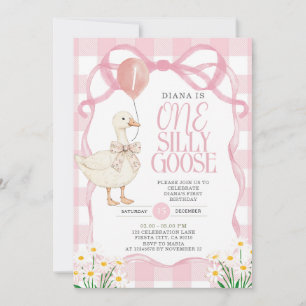 Convites Arco PINK Gingham Daisy One Bobo Goose Birthday