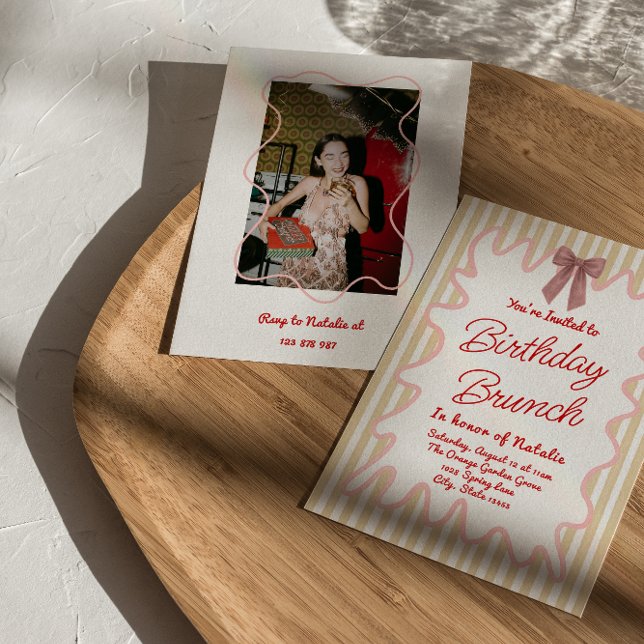 Convites Arco Pintado Pintado Foto Aniversário Brunch (Criador carregado)