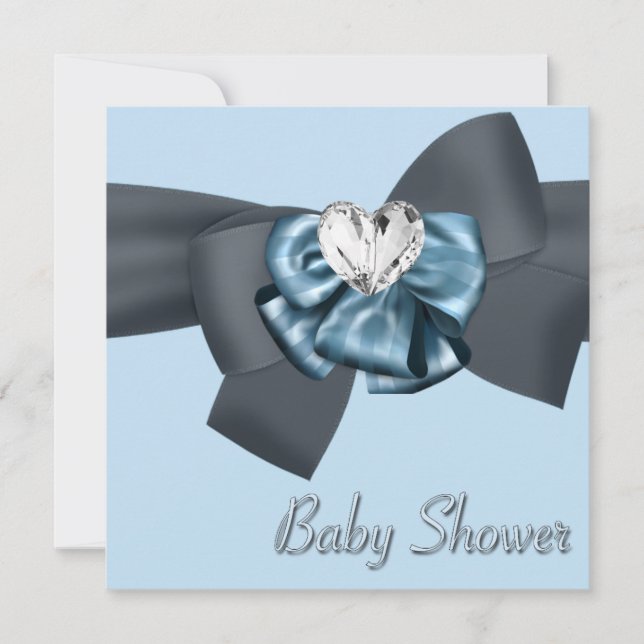 Convites Arco Preto Azul Elegante Baby Shower (Frente)