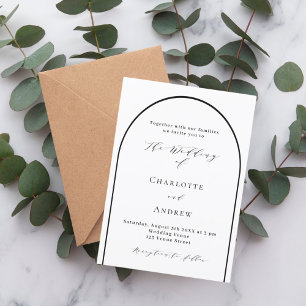 Convites Arco preto branco casamento moderno