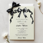 Convites Arco preto de coquete de aquarela elegante doce 16<br><div class="desc">Celebre o estilo do nosso Convite à Coquette Sweet 16 da Elegante Watercolor, com um arco preto chic em aquarela. Perfeito para um sofisticado partido Sweet 16, este convite personalizável captura a essência da elegância e do encanto juvenil. Imprima seus convidados com um convite moderno, mas eterno, que dá o...</div>