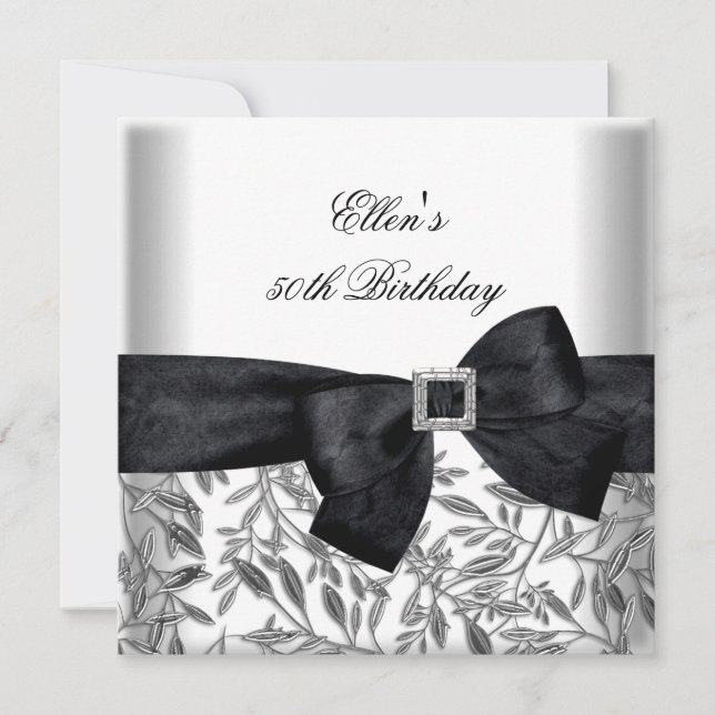 Convites arco Preto de Eguia Prateada Branca de 50 Festas d (Frente)