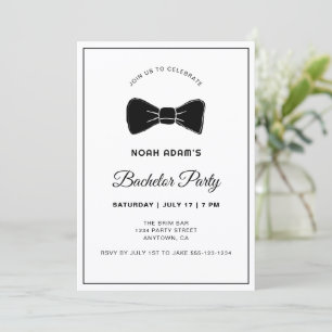 Convites Arco preto e branco Tie Modern Bacheler Party Invi