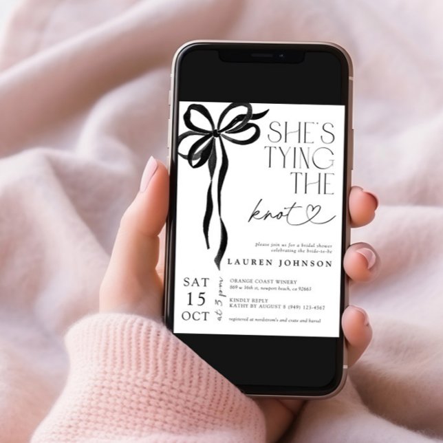 Convites Arco Preto Ela é Casando Chá de panela QR (Criador carregado)