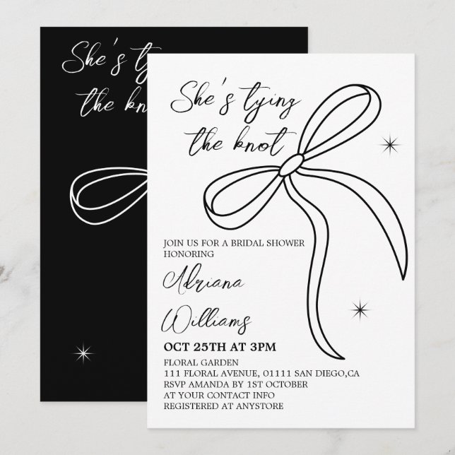 Convites Arco Preto, ela é Chá de panela de Casando (Frente/Verso)