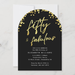 Convites Arco Preto Elegante Cinquenta e Aniversário Fabulo