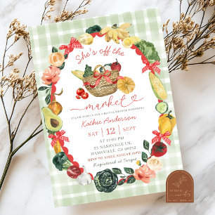 Convites Arco Red Gingham Ilustração dos agricultores Merca