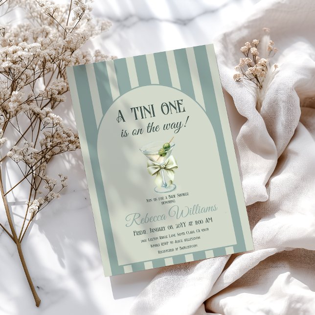 Convites Arco Retro Tini One Olive Martini Chá de fraldas (Criador carregado)