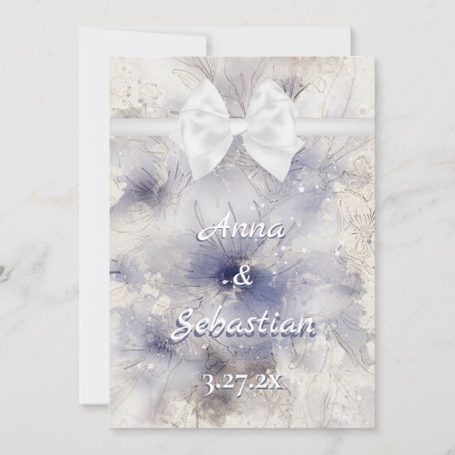 Convites *~ Arco Romance AR26 Flower QR RSVP Casamento (Frente)