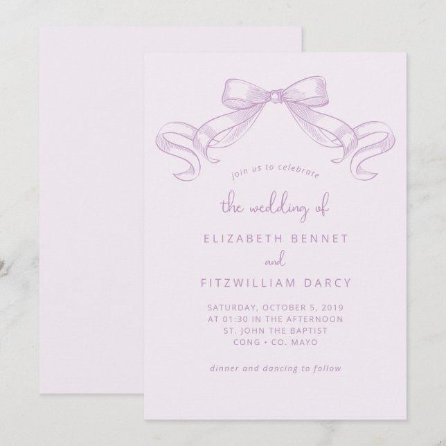 Convites Arco Romântico esboçado | Casamento Lilac De (Frente/Verso)