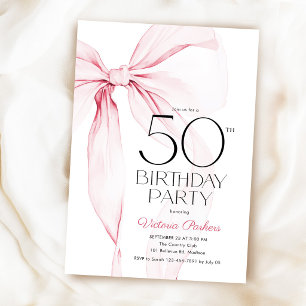 Convites Arco Rosa Aniversário de 50 anos Elegante Feminino