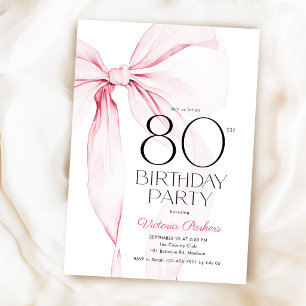 Convites Arco Rosa Aniversário de 80 anos Elegante Feminino