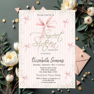 Convites Arco Rosa Aquarela Confete Listrado Sweet 16