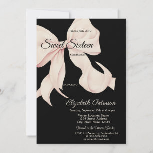 Convites Arco Rosa Aquarela Preto Sweet 16