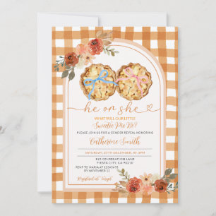 Convites Arco rosa azul Pumpkin Pie Gênero Reveza Gingham