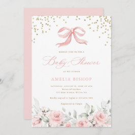 Convites Arco rosa Blush Floral Chá de fraldas Dourado verd