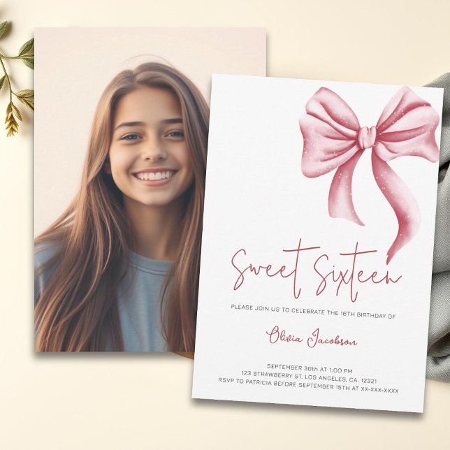 Convites Arco Rosa Bonito Menino Doce 16 Foto Aniversário (Criador carregado)
