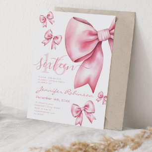 Convites Arco rosa branco com coquete cor-de-rosa doce 16