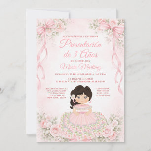 Convites Arco Rosa Choque Menina Espanhola Presentación de 