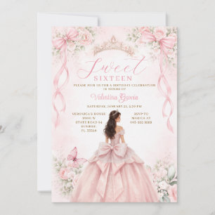 Convites Arco Rosa Choque Princesa Doze Anos Aniversário
